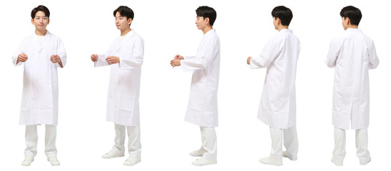 男性白衣の医師 人物切り抜き5アングル