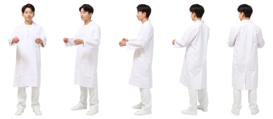 男性白衣の医師 人物切り抜き5アングル