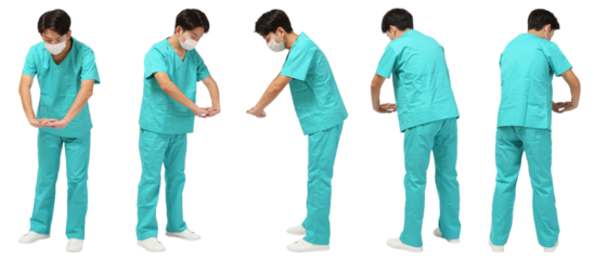 スクラブの男性医師人物切り抜き5アングル