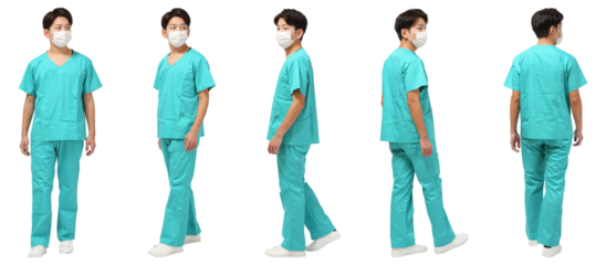 スクラブの男性医師人物切り抜き5アングル