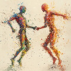 Two human figures blend seamlessly in this abstract digital masterpiece image