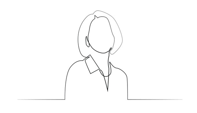 recommend clip art: line art of woman with short hairstyle.one line drawing of woman short hairstyle.simple line vector illustration