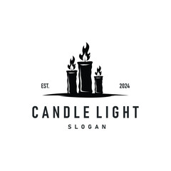 candle logo design concept template illustration simple traditional candle light