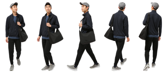 黒いジャージの男性　人物切り抜き5アングル