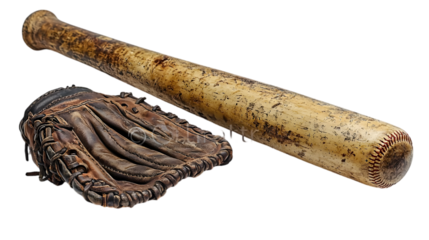 Baseball Bat and Glove Lying Side by Side