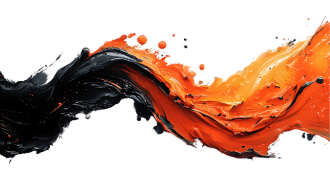 Vibrant Orange and Black Paint Splatter Background
