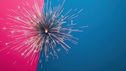 Festive Sparkler Explosion on Pink and Blue Background   New Year Celebration  Party  Holi