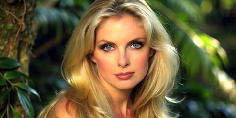 Naklejka premium a pretty blonde woman 50 years old