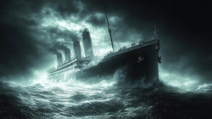 historic depiction of the sinking of the rms titanic illustrating the tragic event with dramatic lighting and emotional depth capturing the gravity of this maritime disaster