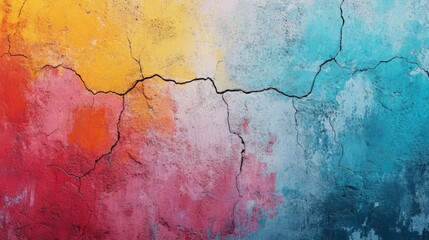Obraz premium A wall painted with color, highlighting detailed textures and minor cracks for artistic background use.
