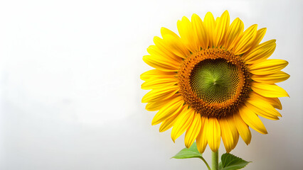 A vibrant yellow sunflower on a white background, yellow, sunflower, bright, cheerful, nature, bloom, petals, flora, plant, summer