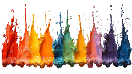 Vivid Rainbow Splash of Paint Drops