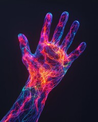 Naklejka premium Vibrant Energetic Hands in Healing Aura Concept