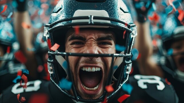 Team Celebrates Victory in Locker Room After Game