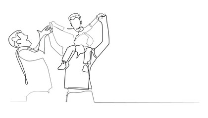Obraz premium line art vector of happy life of LGBT people.one line vector sketch of parenting together.