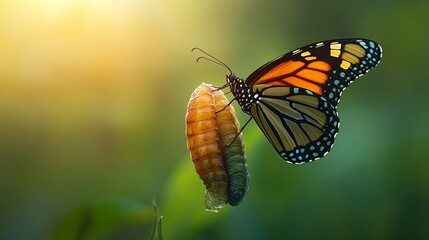 Obraz premium Monarch Butterfly Emerging from Chrysalis