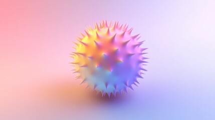 Abstract 3D sphere with sharp spikes, glowing in pink and purple.
