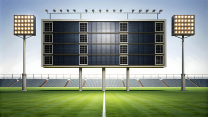 Obraz premium Medium scoreboard stadium isolated on white background, stadium, sports, scoreboard, game, competition, electronic, technology