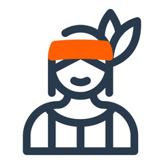 Obraz premium Native American Character with Feather Headband