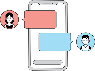 マッチングアプリ 男女 イラスト素材