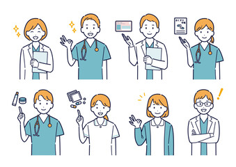 医師、看護師のイラストセット