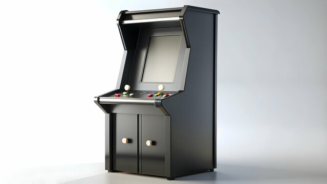Black retro arcade machine with white buttons for two players, retro, arcade, machine, cabinet, two players, buttons, white