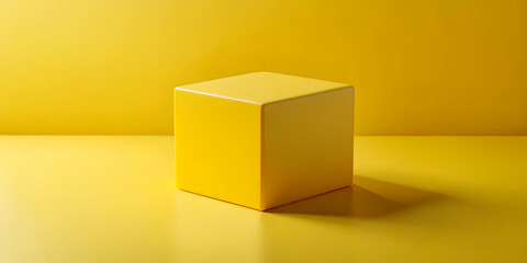 Fototapeta premium Minimalistic yellow cube with clean edges and modern design, modern, minimalist, yellow, cube, contemporary, art, geometric, sleek