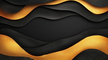 Abstract Black and Gold Wave Background for Luxury Branding
