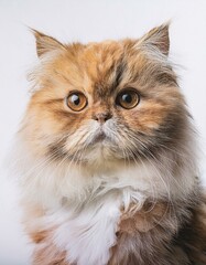 Fototapeta premium An exquisite portrait of a Persian cat, showcasing its plush fur, captivating eyes, and graceful demeanor, framed in soft lighting that enhances its luxurious elegance.