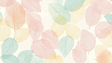 Soft pastel leaves creating a delicate pattern.