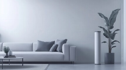 Minimalist living room with modern decor and stylish indoor plants
