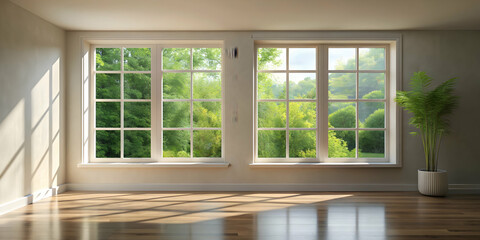 Minimalist blurred natural light windows with realistic shadow overlay on wall paper texture, minimalist, blurred