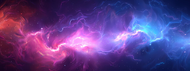 Fototapeta premium A vibrant cosmic landscape showcasing swirling shades of pink and blue light, evoking a sense of wonder and the vastness of space.