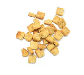 Garlic and cheese bread slices on white background