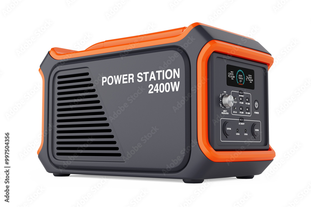 Poster High Capacity Portable Power Generator Station. 3d Rendering