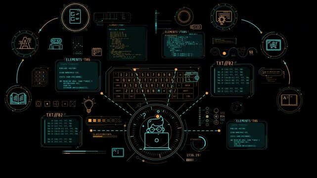 Animated infographic schema on the theme of AI in education.