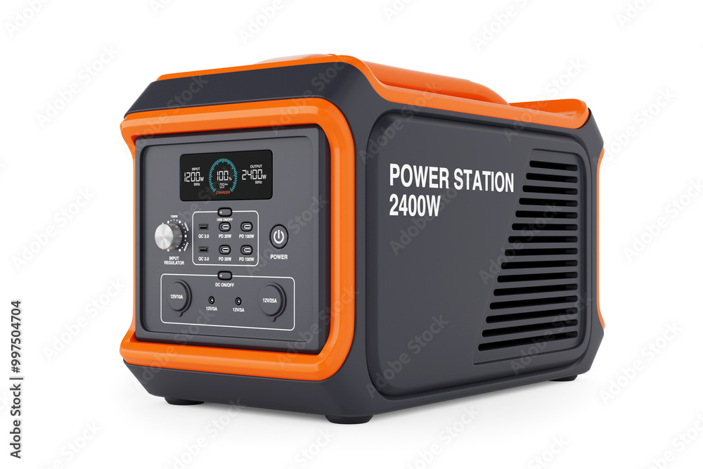 Poster High Capacity Portable Power Generator Station. 3d Rendering
