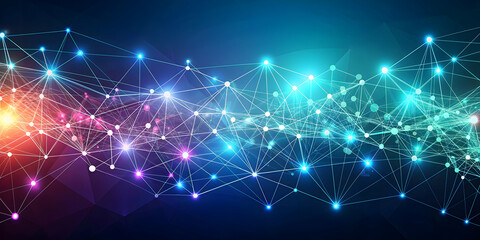 Obraz premium Abstract background with interconnected lines and dots , technology, digital, network, connection, communication, abstract