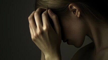 Person in silhouette with hands clasped against their forehead