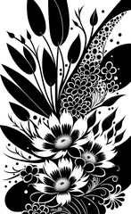 black and white floral background