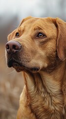 Golden retriever close-up in nature setting