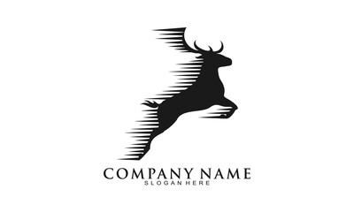 Fast running deer logo design vector