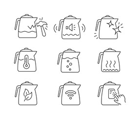 Teapot characteristics Features Icon Set - Editable Line Art Vector Icons
