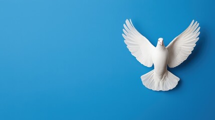White Dove of Peace Symbol on Blue Background