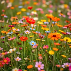 spring background with flowers red and yellow flowers field of poppies background with flowers field of yellow flowers