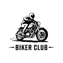 biker club logo scrambler biker vector cartoon
