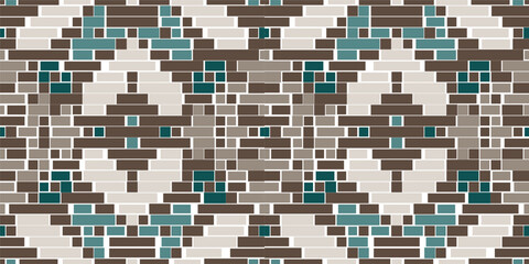 Fototapeta premium Persian Arabic Floral Patternfolk Embroidery, Aztec Geometric Ornament Print. Design for Carpet, Wallpaper, Clothing, Wrapping, Fabric