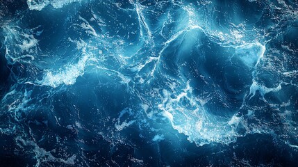 Fototapeta premium Ocean Waves Blue Water Texture Splash Foam Background