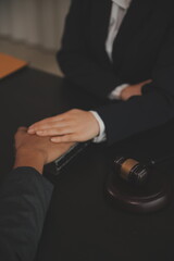 Law theme, gavel or mallet of the judge, lawyer enforcement officers, evidence-based cases taken into account in the court abount business, legislation.