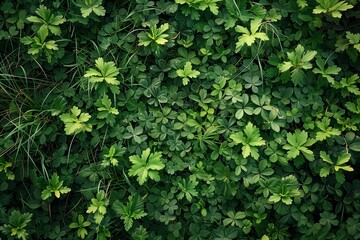 Green leaves and grass background.